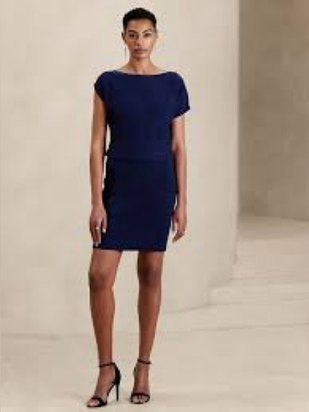 Banana Republic Navy Cap-Sleeve Sheath Mini Dress